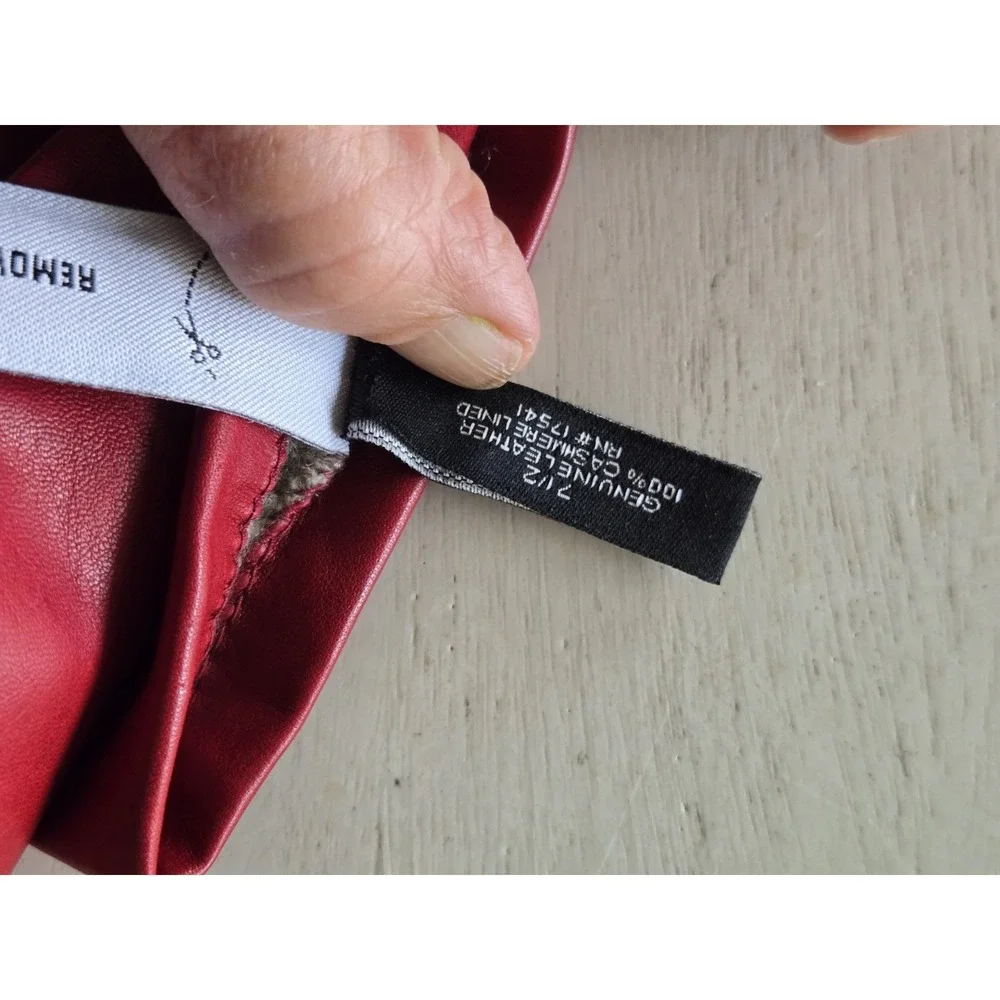 NWT Lord & Taylor Gloves Leather Cashmere Chry Red Sz 7.5 Gift Buttery Vtg 5288